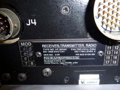 HF 9034A Receiver/Transmitter pn 822-0102-001